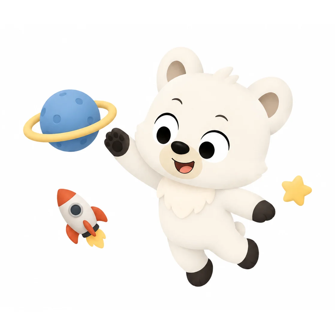 Star the polar bear exploring planets and space